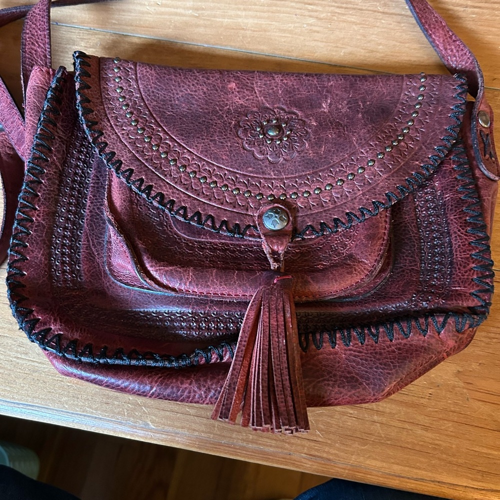 Patricia Nash Burgundy Crossbody Bag with Tassel